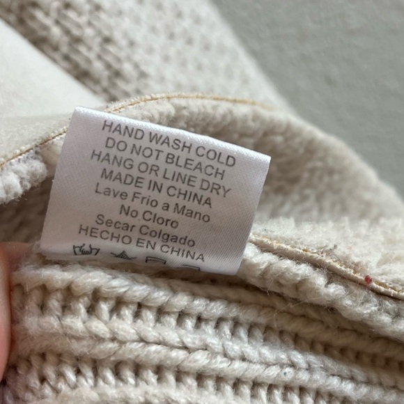 On Twelfth Women's Cream Open Front Faux Suede Fur and Knit Jacket Large - Picture 9 of 10